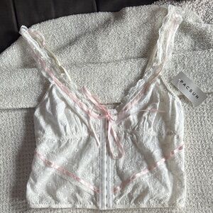 PacSun White and Pink Lace Bralette